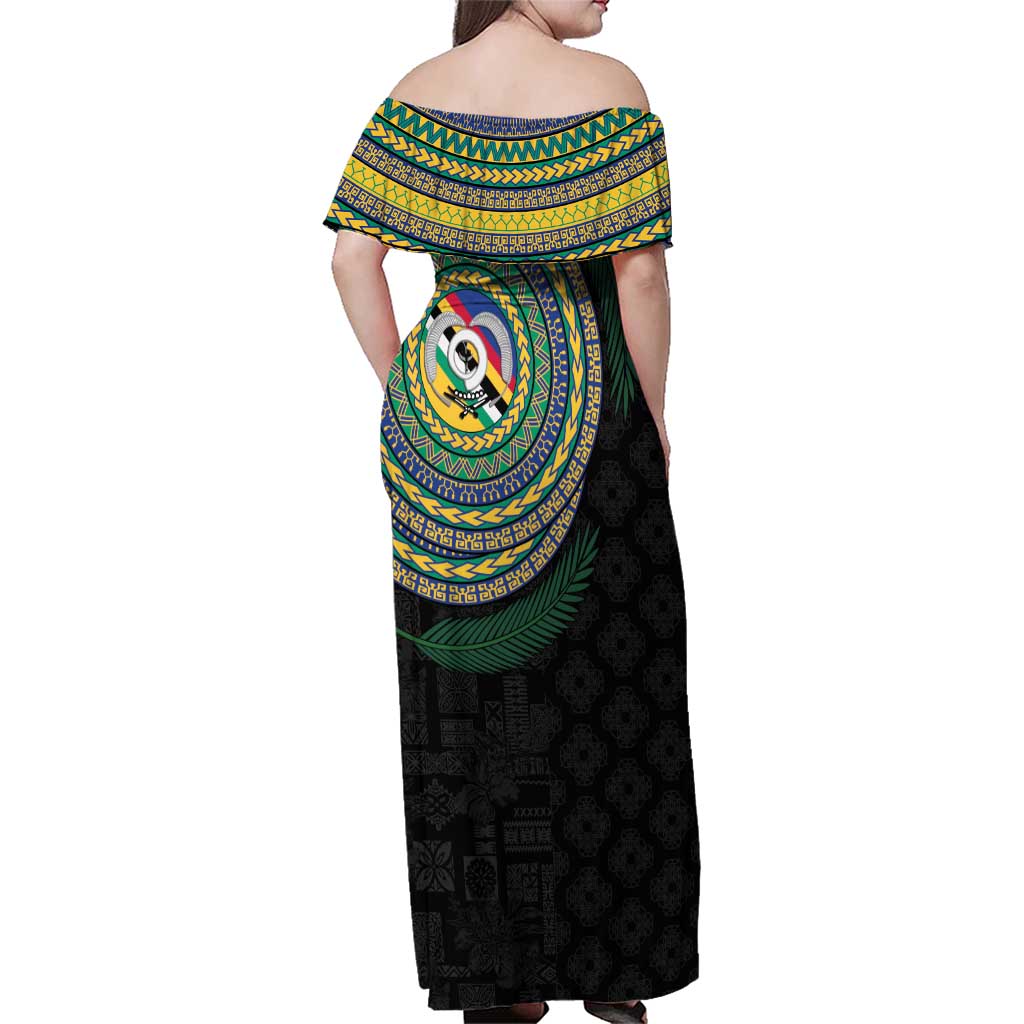 Torba Tribal Tattoo with Namele Leaves Family Matching Off Shoulder Maxi Dress and Hawaiian Shirt LT03 - Polynesian Pride
