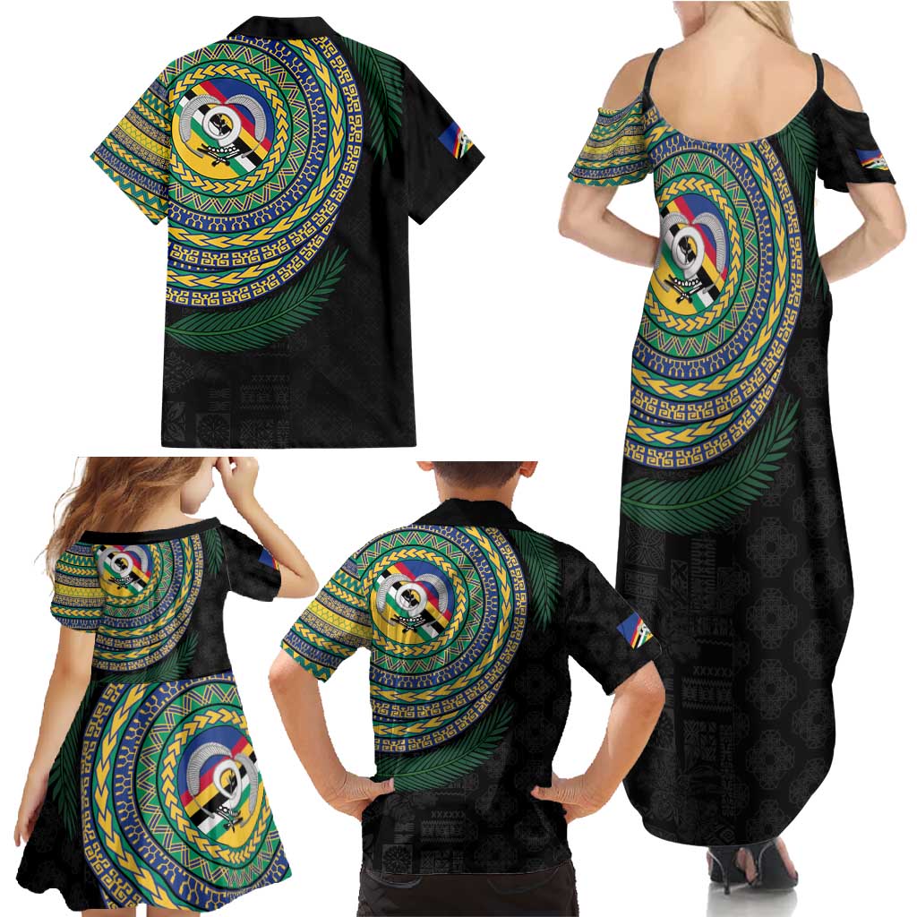 Torba Tribal Tattoo with Namele Leaves Family Matching Summer Maxi Dress and Hawaiian Shirt LT03 - Polynesian Pride