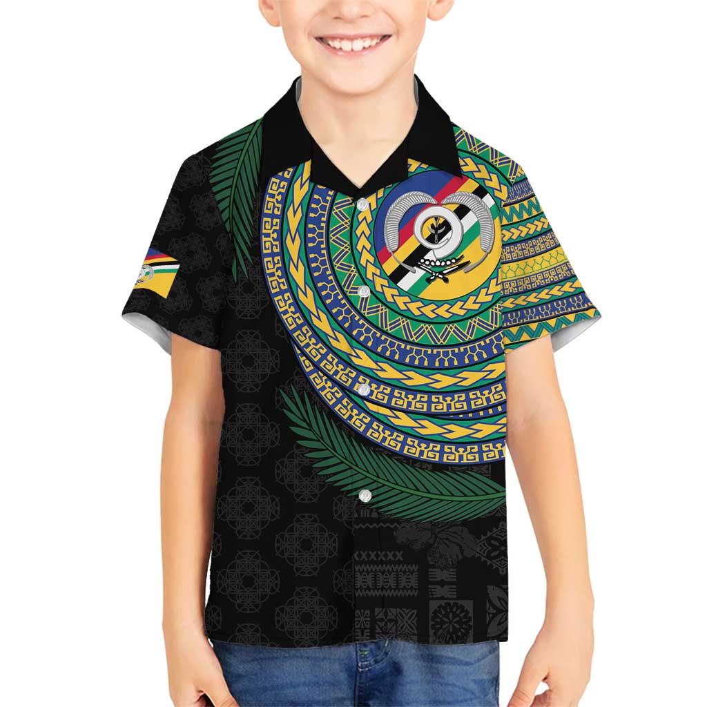Torba Tribal Tattoo with Namele Leaves Family Matching Summer Maxi Dress and Hawaiian Shirt LT03 Son's Shirt Black - Polynesian Pride