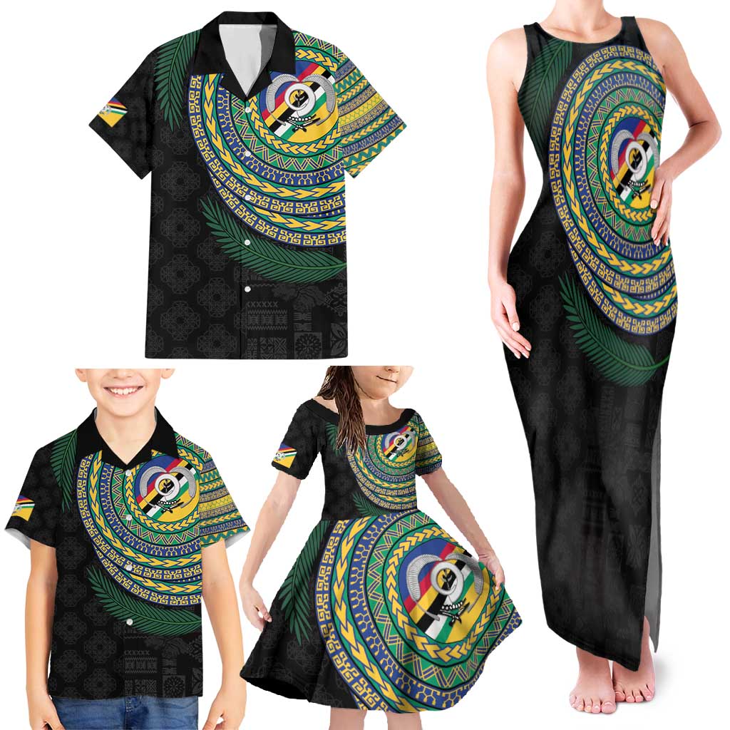 Torba Tribal Tattoo with Namele Leaves Family Matching Tank Maxi Dress and Hawaiian Shirt LT03 - Polynesian Pride
