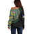 Torba Tribal Tattoo with Namele Leaves Off Shoulder Sweater