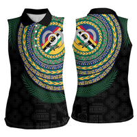 Torba Tribal Tattoo with Namele Leaves Women Sleeveless Polo Shirt