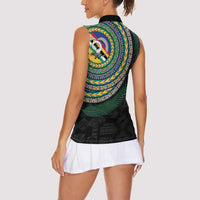 Torba Tribal Tattoo with Namele Leaves Women Sleeveless Polo Shirt