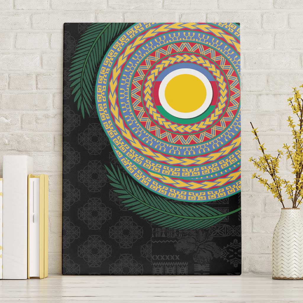 Shefa Tribal Tattoo with Namele Leaves Canvas Wall Art