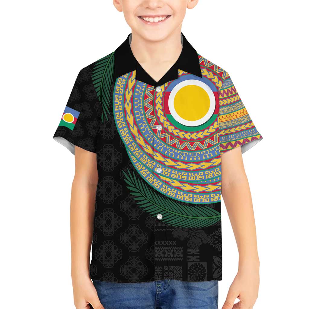 Shefa Tribal Tattoo with Namele Leaves Family Matching Long Sleeve Bodycon Dress and Hawaiian Shirt LT03 Son's Shirt Black - Polynesian Pride