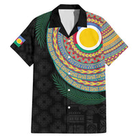 Shefa Tribal Tattoo with Namele Leaves Family Matching Mermaid Dress and Hawaiian Shirt LT03 Dad's Shirt - Short Sleeve Black - Polynesian Pride