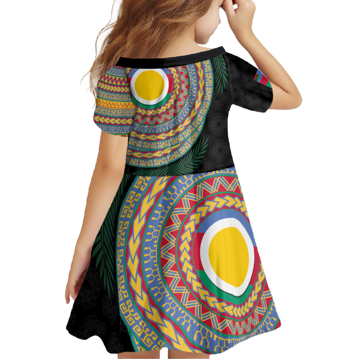 Shefa Tribal Tattoo with Namele Leaves Family Matching Off The Shoulder Long Sleeve Dress and Hawaiian Shirt LT03 - Polynesian Pride