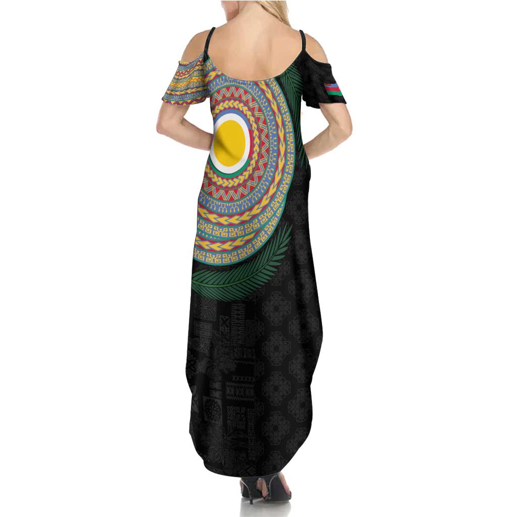 Shefa Tribal Tattoo with Namele Leaves Family Matching Summer Maxi Dress and Hawaiian Shirt