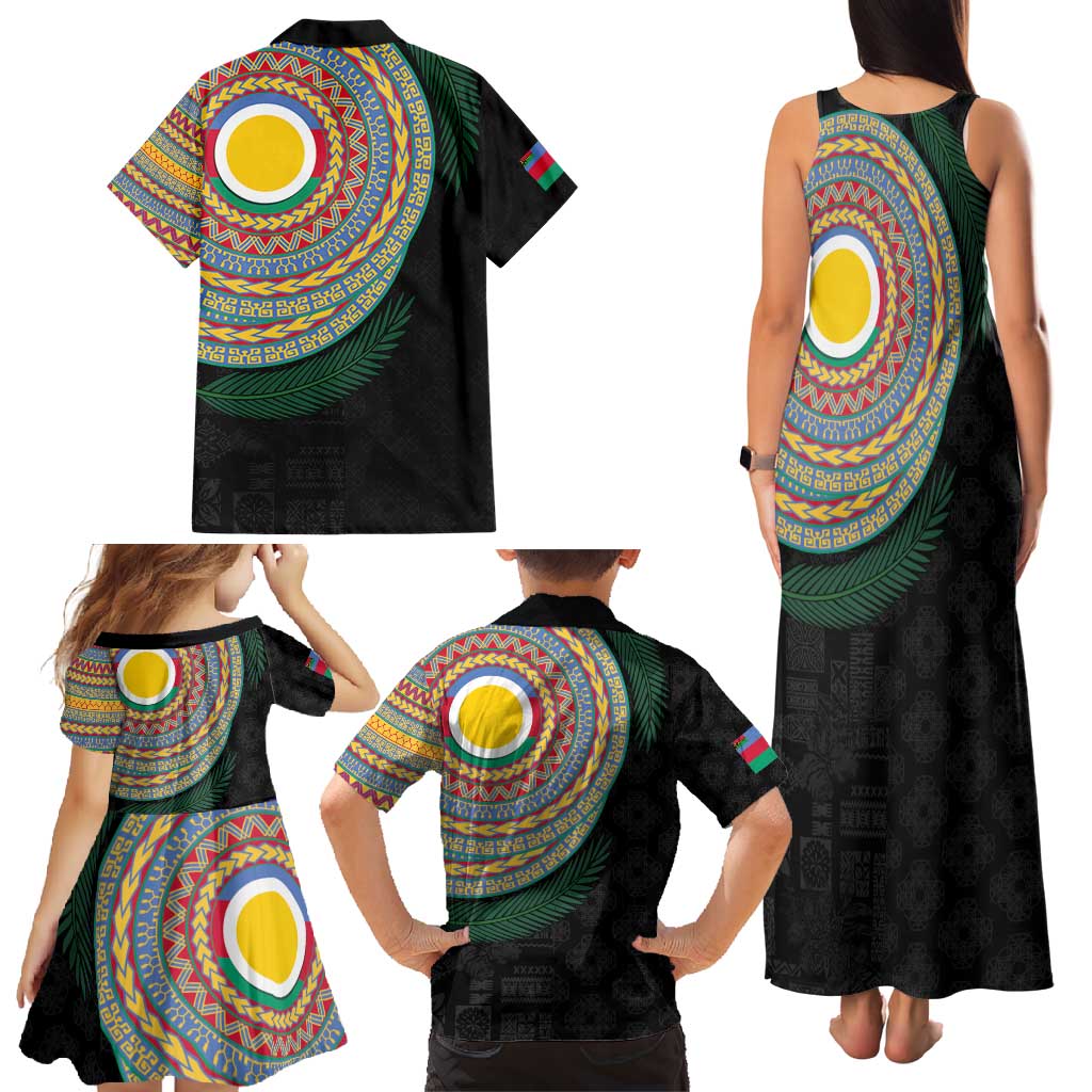 Shefa Tribal Tattoo with Namele Leaves Family Matching Tank Maxi Dress and Hawaiian Shirt LT03 - Polynesian Pride