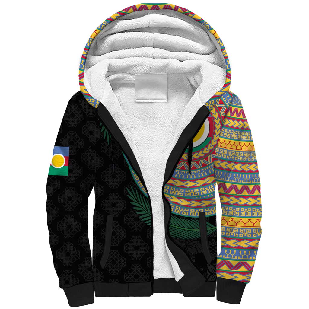 Shefa Tribal Tattoo with Namele Leaves Sherpa Hoodie