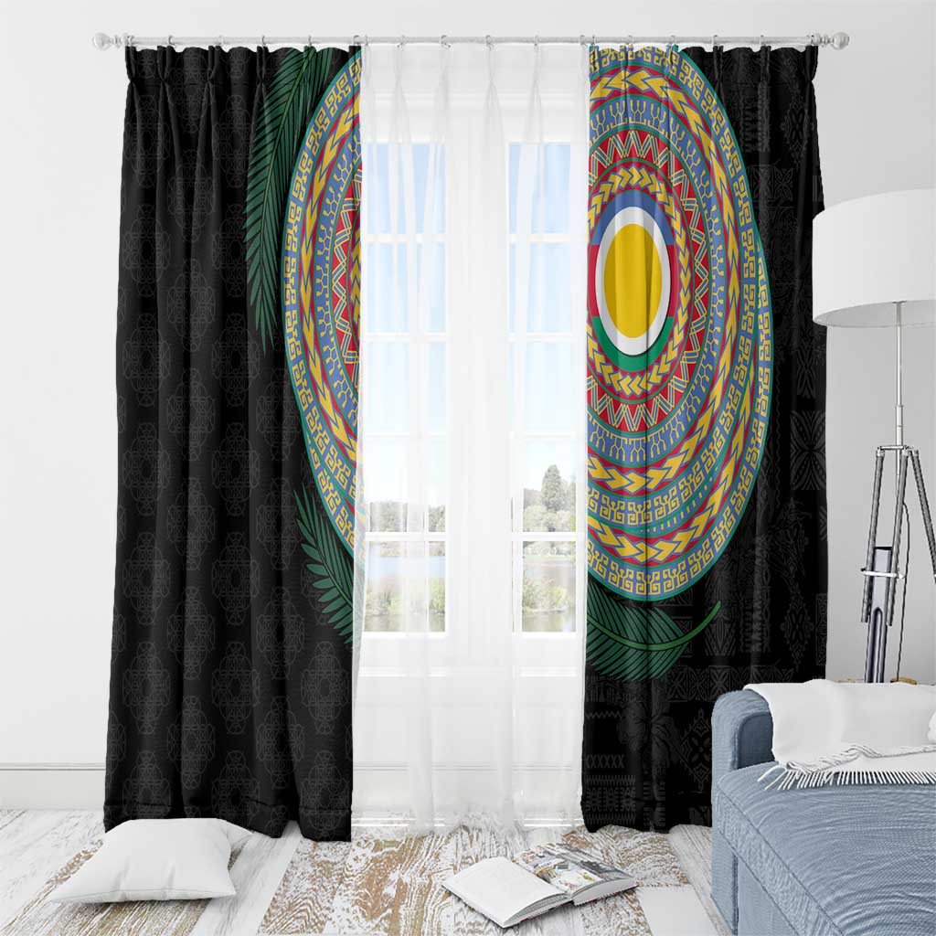 Shefa Tribal Tattoo with Namele Leaves Window Curtain