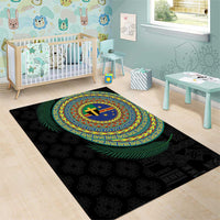 Tafea Tribal Tattoo with Namele Leaves Area Rug