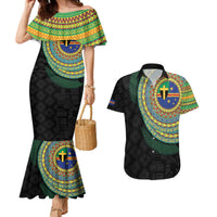 Tafea Tribal Tattoo with Namele Leaves Couples Matching Mermaid Dress and Hawaiian Shirt