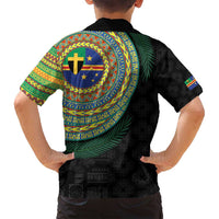 Tafea Tribal Tattoo with Namele Leaves Family Matching Long Sleeve Bodycon Dress and Hawaiian Shirt LT03 - Polynesian Pride