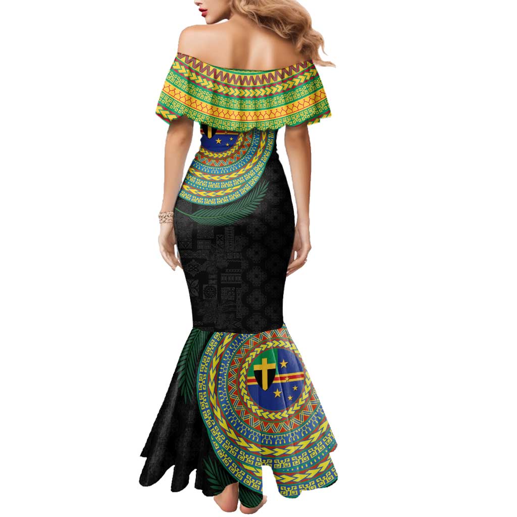 Tafea Tribal Tattoo with Namele Leaves Family Matching Mermaid Dress and Hawaiian Shirt LT03 - Polynesian Pride