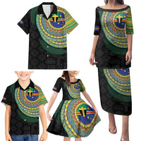 Tafea Tribal Tattoo with Namele Leaves Family Matching Puletasi and Hawaiian Shirt LT03 - Polynesian Pride