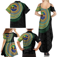 Tafea Tribal Tattoo with Namele Leaves Family Matching Summer Maxi Dress and Hawaiian Shirt LT03 - Polynesian Pride