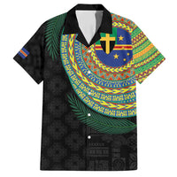 Tafea Tribal Tattoo with Namele Leaves Family Matching Summer Maxi Dress and Hawaiian Shirt LT03 Dad's Shirt - Short Sleeve Black - Polynesian Pride