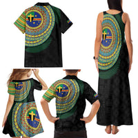 Tafea Tribal Tattoo with Namele Leaves Family Matching Tank Maxi Dress and Hawaiian Shirt LT03 - Polynesian Pride