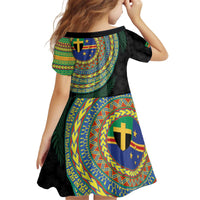 Tafea Tribal Tattoo with Namele Leaves Kid Short Sleeve Dress