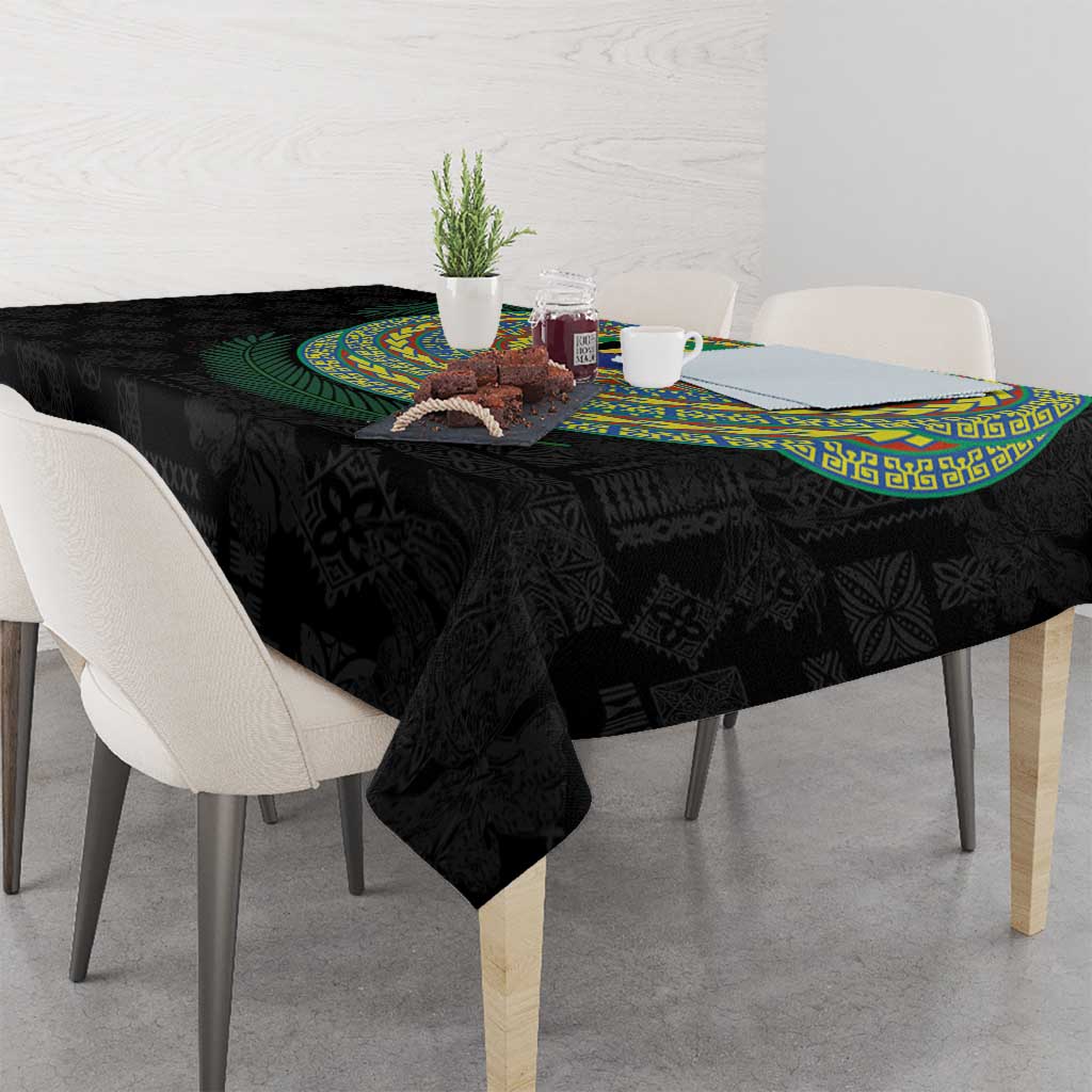 Tafea Tribal Tattoo with Namele Leaves Tablecloth