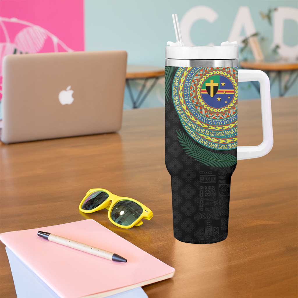 Tafea Tribal Tattoo with Namele Leaves Tumbler With Handle