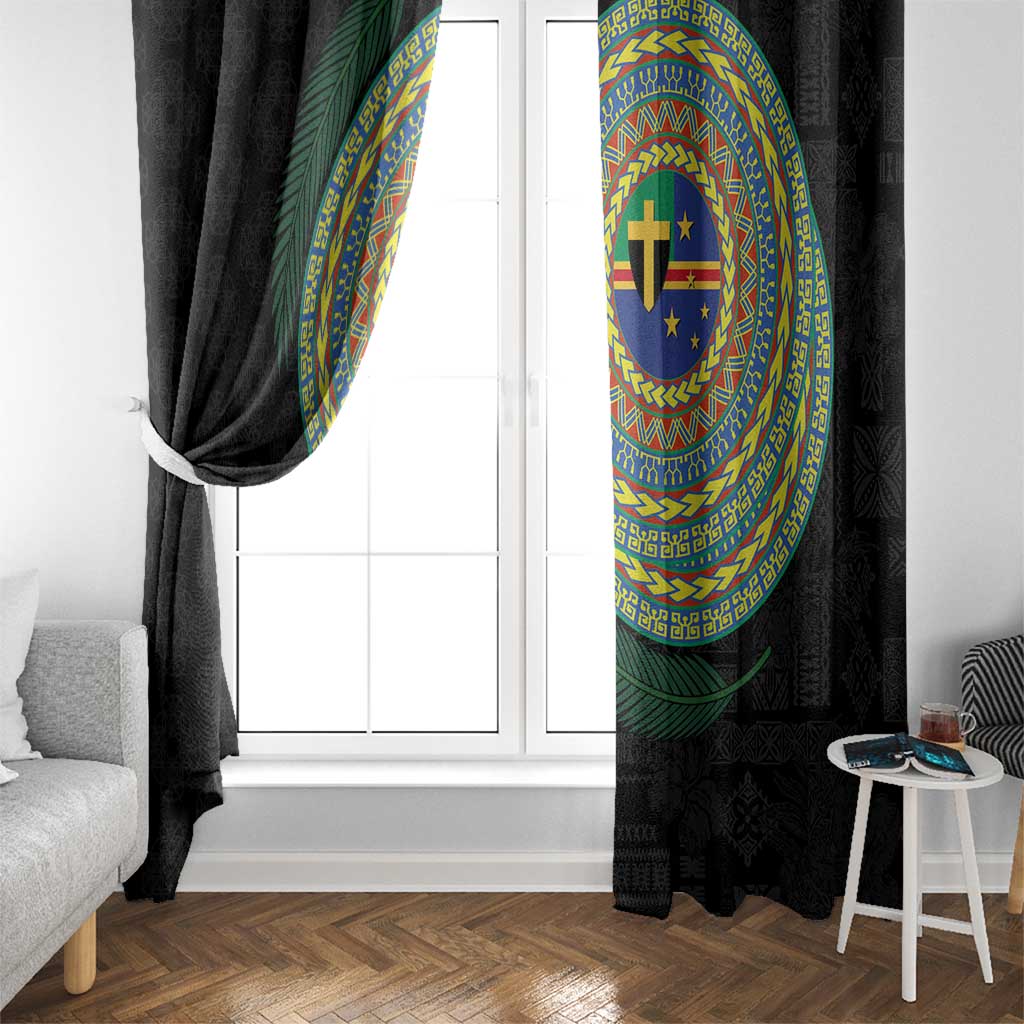 Tafea Tribal Tattoo with Namele Leaves Window Curtain
