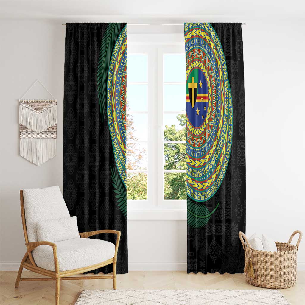 Tafea Tribal Tattoo with Namele Leaves Window Curtain