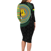 Malampa Tribal Tattoo with Namele Leaves Family Matching Long Sleeve Bodycon Dress and Hawaiian Shirt LT03 - Polynesian Pride