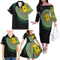 Malampa Tribal Tattoo with Namele Leaves Family Matching Off The Shoulder Long Sleeve Dress and Hawaiian Shirt LT03 - Polynesian Pride