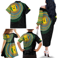 Malampa Tribal Tattoo with Namele Leaves Family Matching Off The Shoulder Long Sleeve Dress and Hawaiian Shirt LT03 - Polynesian Pride