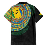 Malampa Tribal Tattoo with Namele Leaves Family Matching Off Shoulder Short Dress and Hawaiian Shirt LT03 - Polynesian Pride