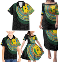 Malampa Tribal Tattoo with Namele Leaves Family Matching Puletasi and Hawaiian Shirt LT03 - Polynesian Pride