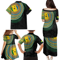 Malampa Tribal Tattoo with Namele Leaves Family Matching Puletasi and Hawaiian Shirt LT03 - Polynesian Pride