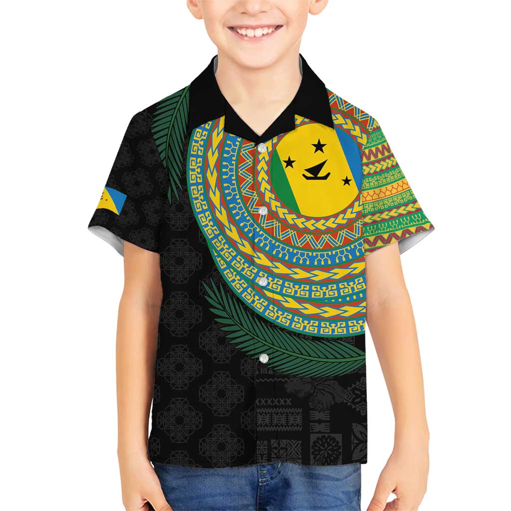 Malampa Tribal Tattoo with Namele Leaves Family Matching Summer Maxi Dress and Hawaiian Shirt LT03 Son's Shirt Black - Polynesian Pride