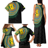 Malampa Tribal Tattoo with Namele Leaves Family Matching Tank Maxi Dress and Hawaiian Shirt LT03 - Polynesian Pride