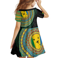Malampa Tribal Tattoo with Namele Leaves Kid Short Sleeve Dress