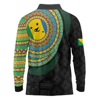 Malampa Tribal Tattoo with Namele Leaves Long Sleeve Polo Shirt