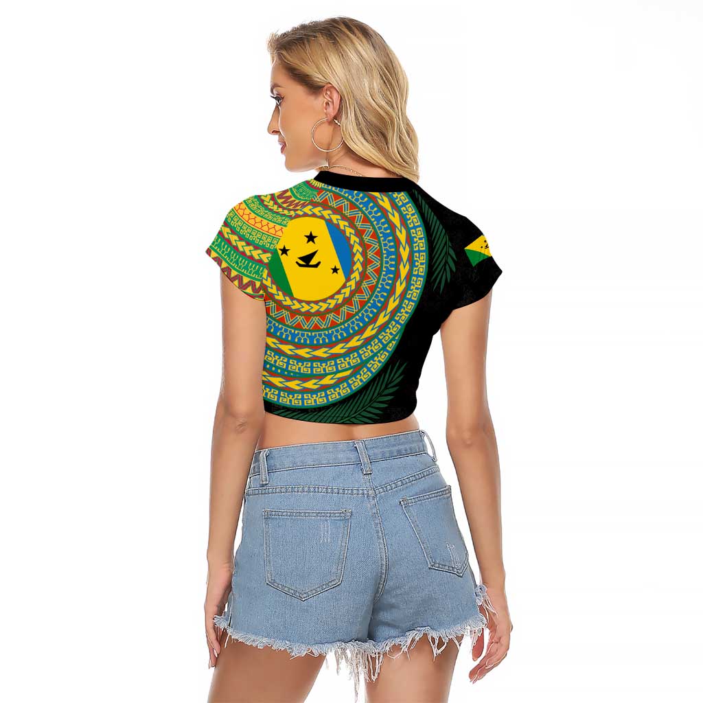 Malampa Tribal Tattoo with Namele Leaves Raglan Cropped T Shirt