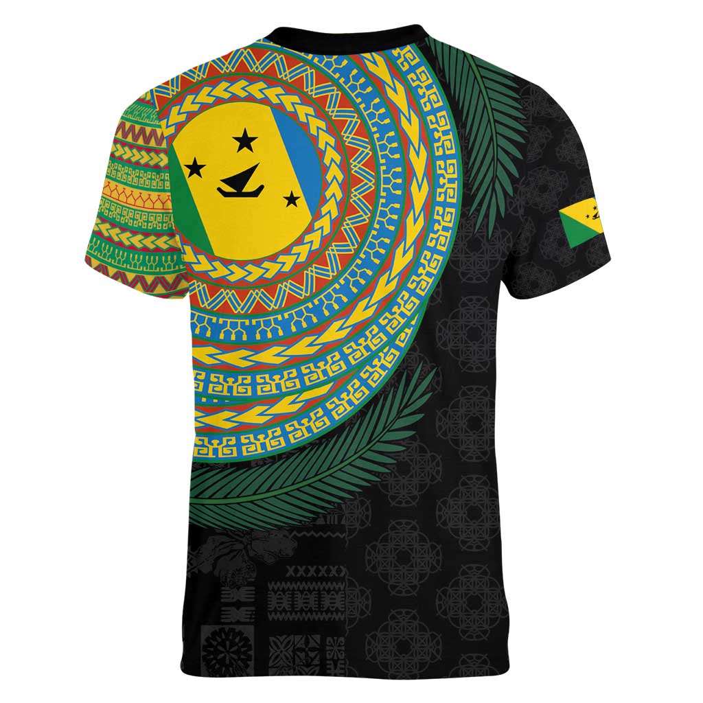 Malampa Tribal Tattoo with Namele Leaves Women V-Neck T-Shirt