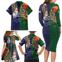 Manuʻa Islands and American Samoa Together Family Matching Long Sleeve Bodycon Dress and Hawaiian Shirt Rooster and Eagle Mascot National Map and Flag Style LT03 - Polynesian Pride
