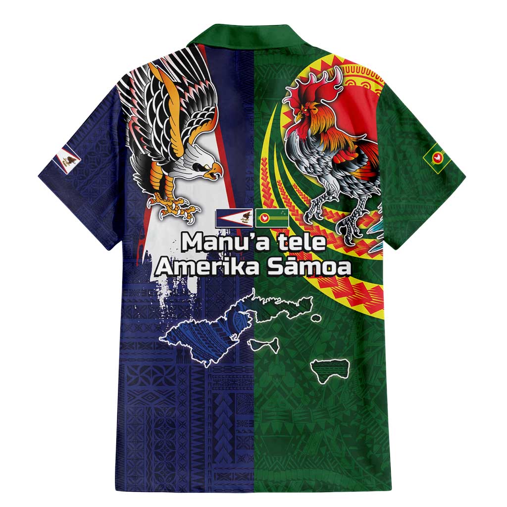Manuʻa Islands and American Samoa Together Family Matching Mermaid Dress and Hawaiian Shirt Rooster and Eagle Mascot National Map and Flag Style LT03 - Polynesian Pride