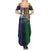 Manuʻa Islands and American Samoa Together Family Matching Summer Maxi Dress and Hawaiian Shirt Rooster and Eagle Mascot National Map and Flag Style