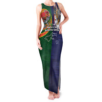 Manuʻa Islands and American Samoa Together Family Matching Tank Maxi Dress and Hawaiian Shirt Rooster and Eagle Mascot National Map and Flag Style LT03 Mom's Dress Green - Polynesian Pride