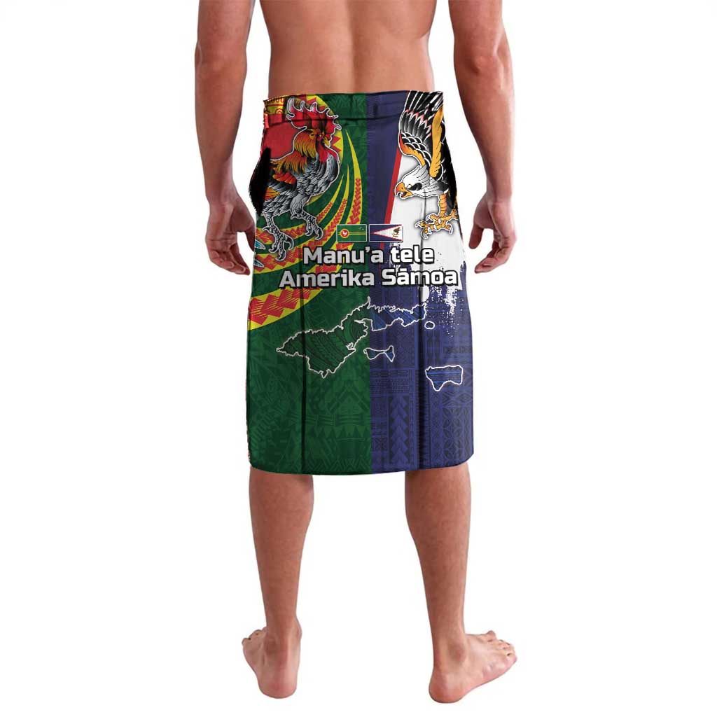 Manuʻa Islands and American Samoa Together Lavalava Rooster and Eagle Mascot National Map and Flag Style