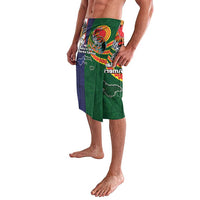 Manuʻa Islands and American Samoa Together Lavalava Rooster and Eagle Mascot National Map and Flag Style