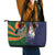 Manuʻa Islands and American Samoa Together Leather Tote Bag Rooster and Eagle Mascot National Map and Flag Style