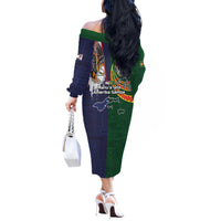 Manuʻa Islands and American Samoa Together Off The Shoulder Long Sleeve Dress Rooster and Eagle Mascot National Map and Flag Style