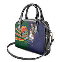 Manuʻa Islands and American Samoa Together Shoulder Handbag Rooster and Eagle Mascot National Map and Flag Style