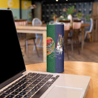 Manuʻa Islands and American Samoa Together Skinny Tumbler Rooster and Eagle Mascot National Map and Flag Style